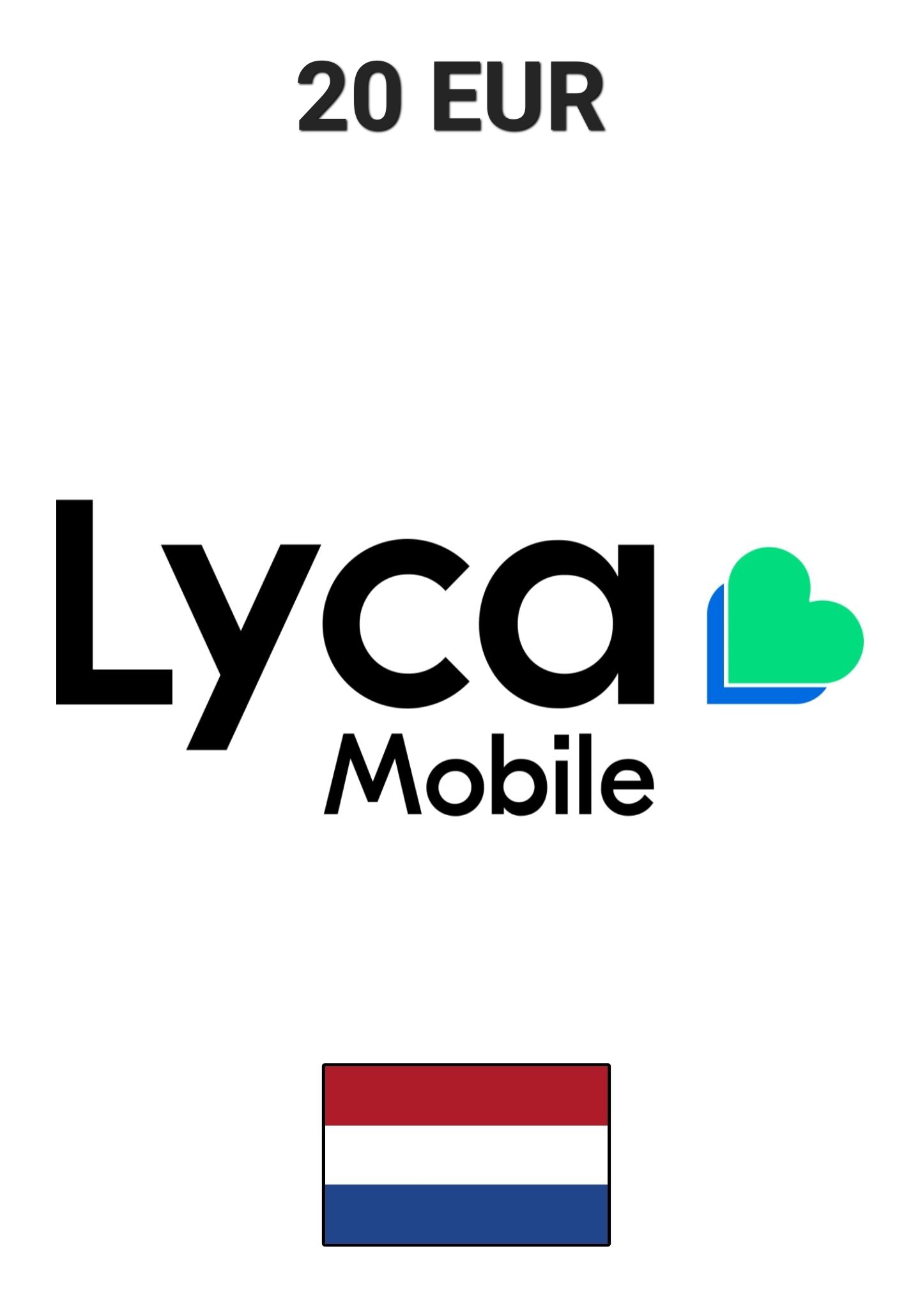 Lyca Mobile Netherlands 20 EUR Gift Card cover image