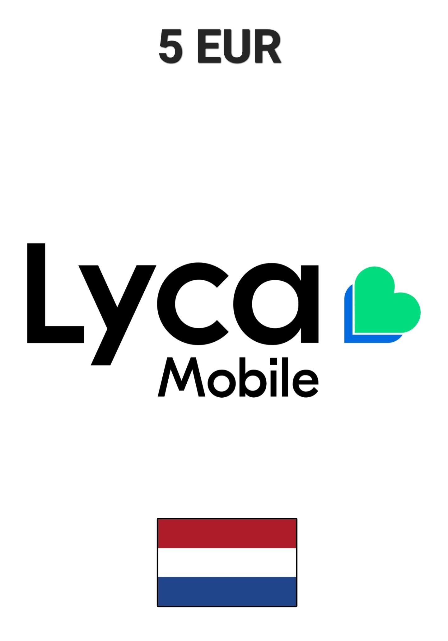 Lyca Mobile Netherlands 5 EUR Gift Card cover image