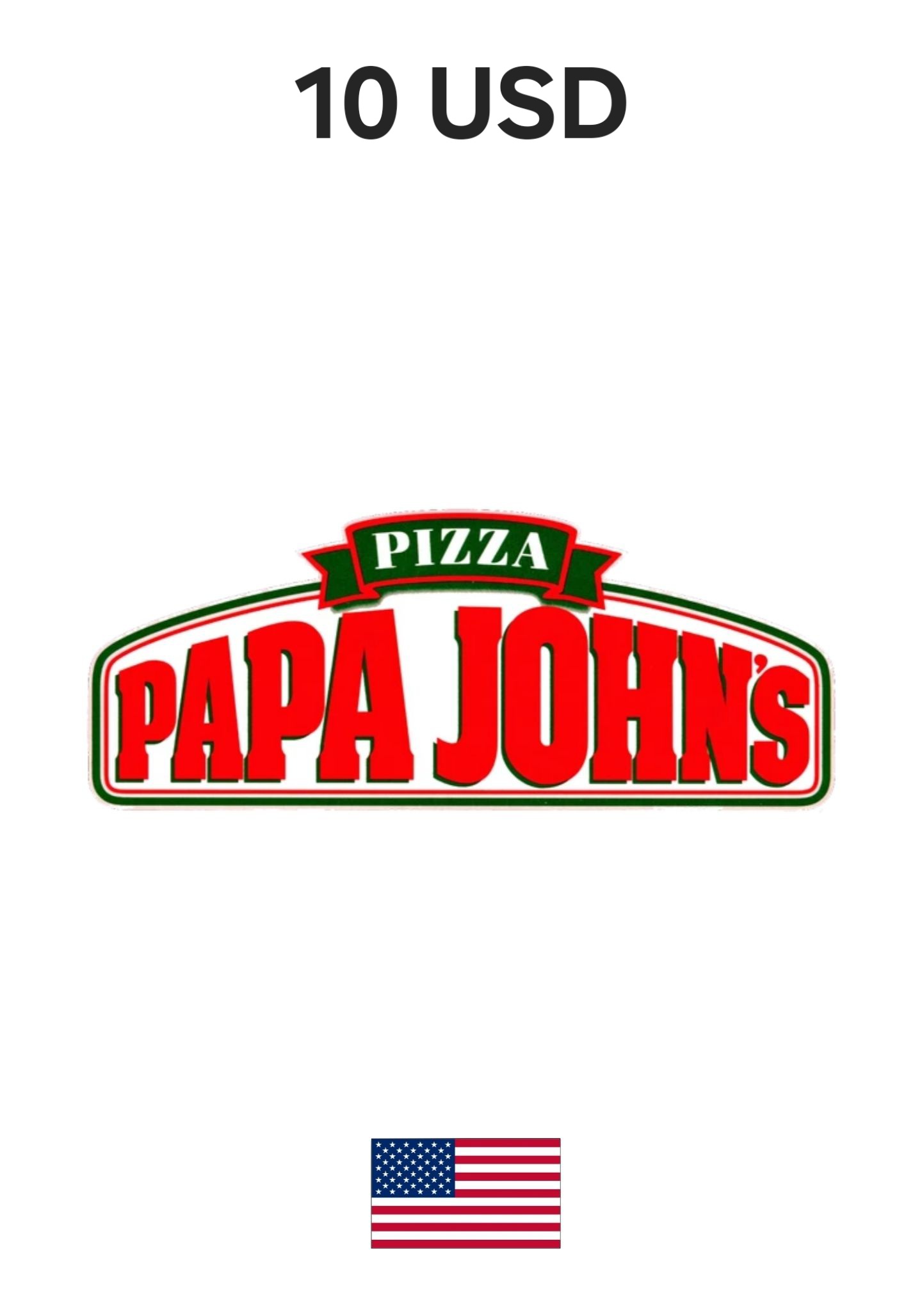 USA Papa John's 10 USD Gift Card cover image