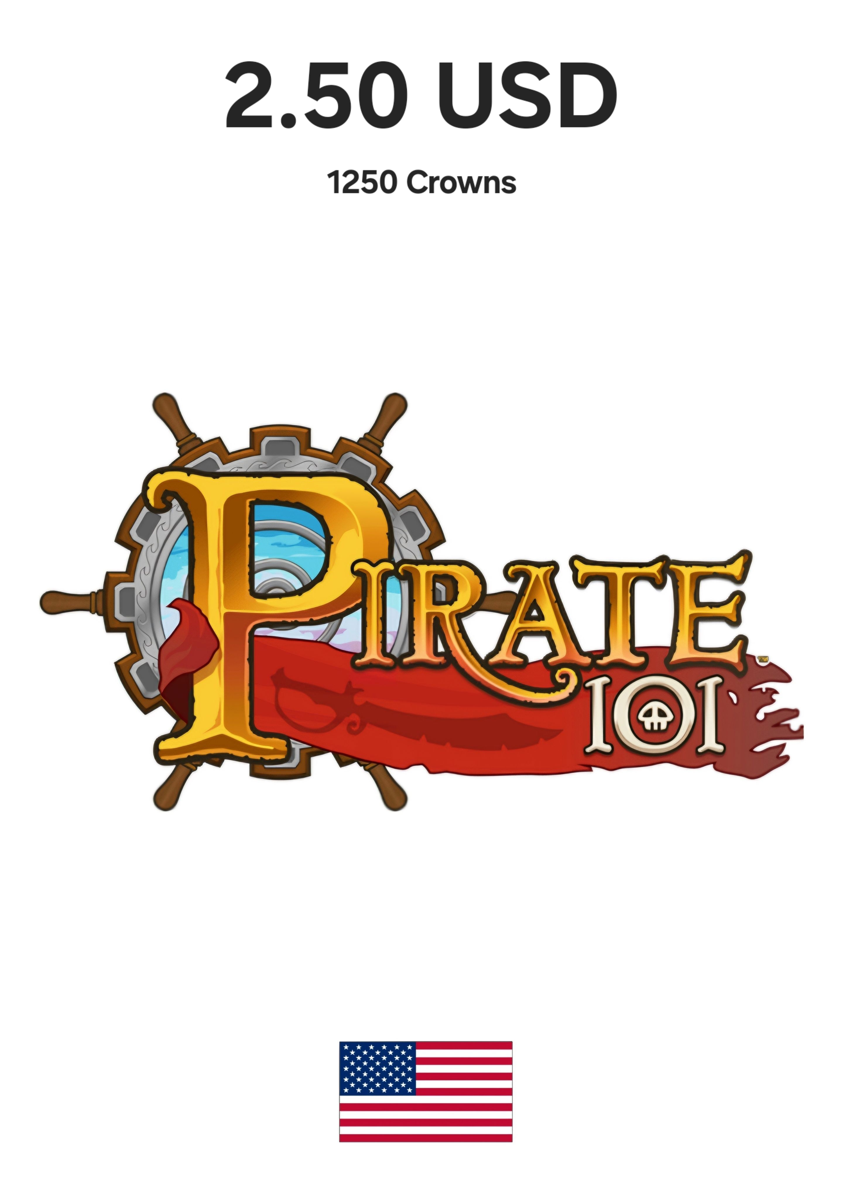 USA Kingsisle Pirate 101 2.50 USD - 1,250 Crowns Gift Card cover image