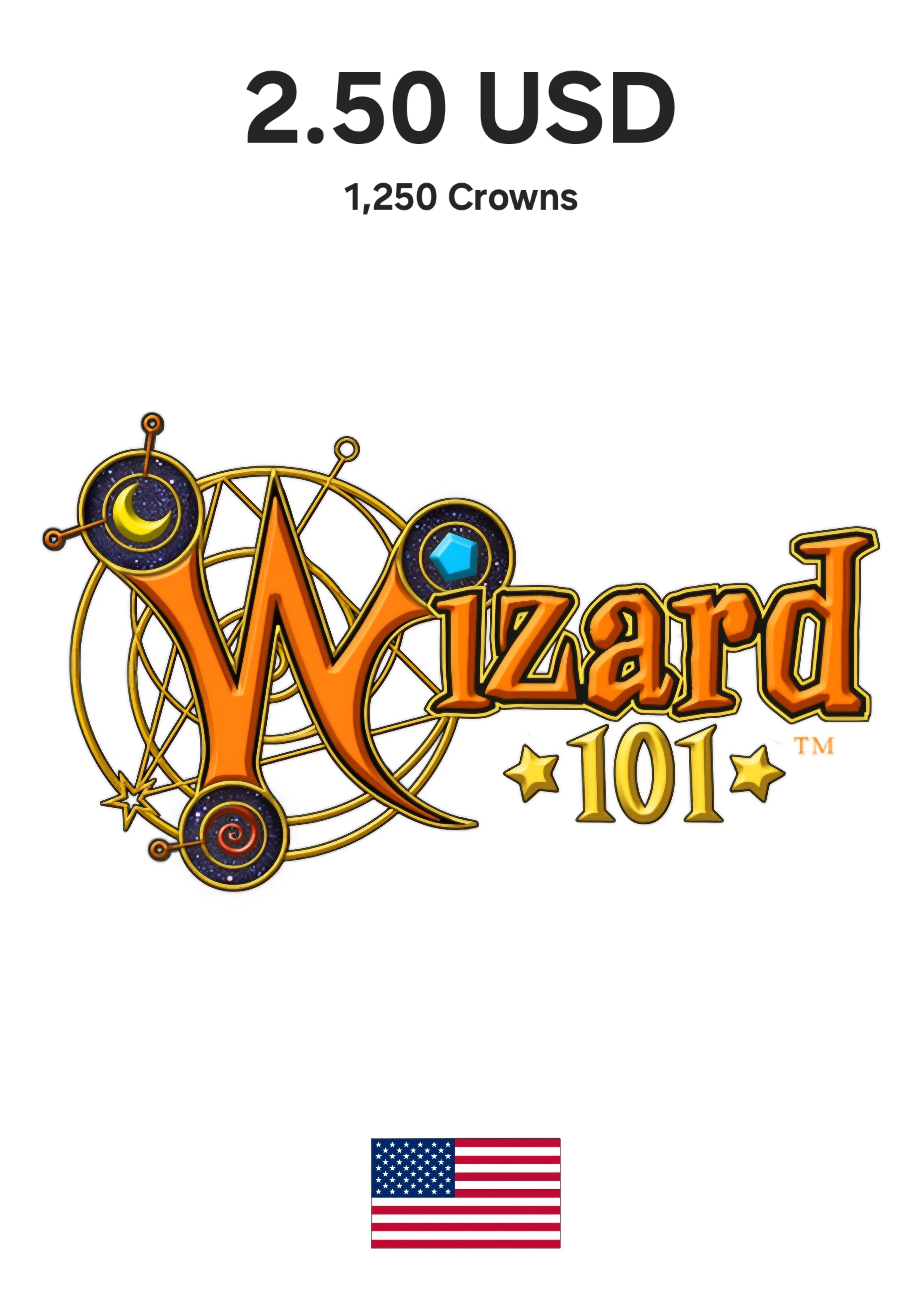 USA Kingsisle Wizard 101 2.50 USD - 1,250 Crowns Gift Card cover image