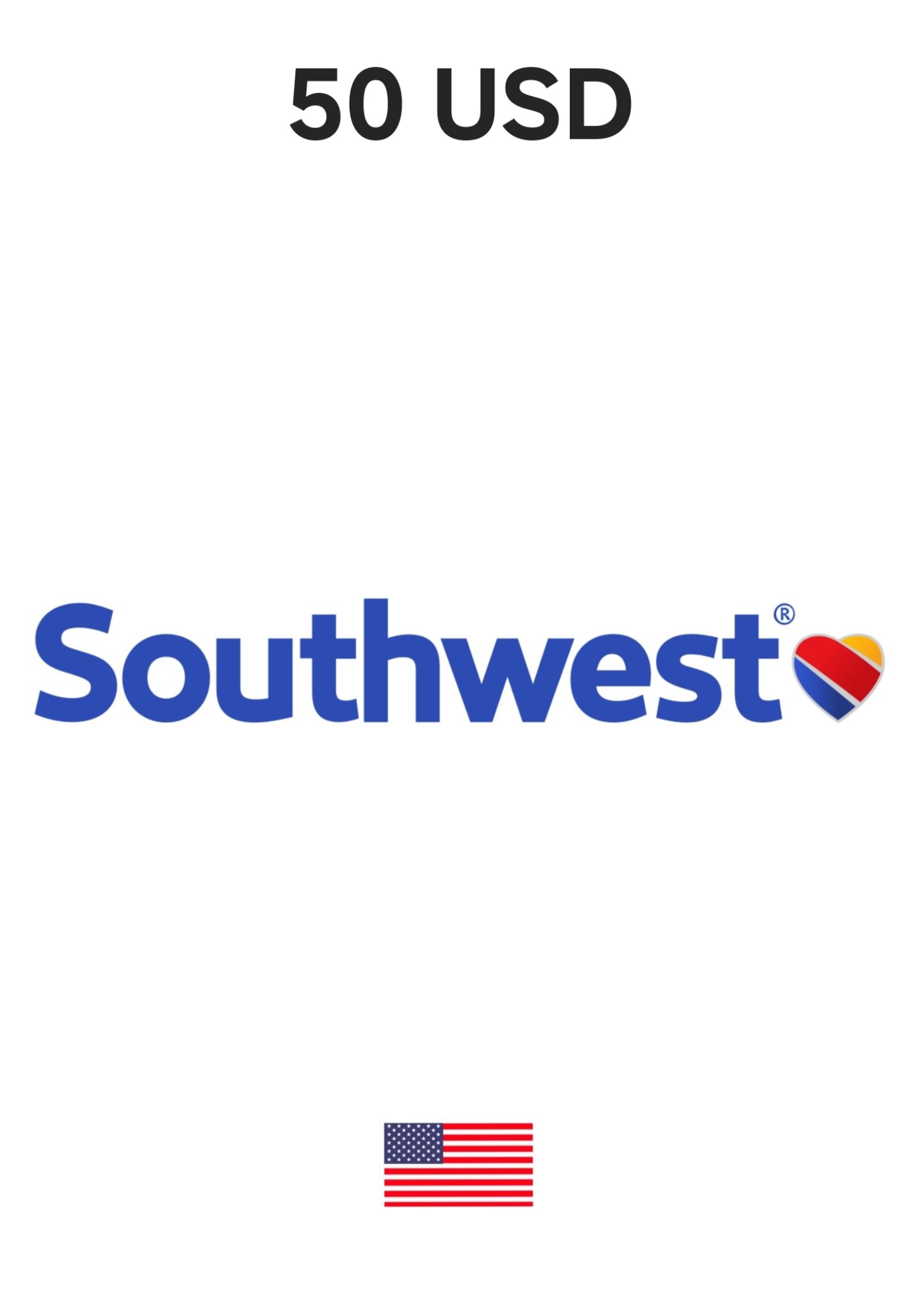 USA Southwest Airlines 50 USD Gift Card cover image