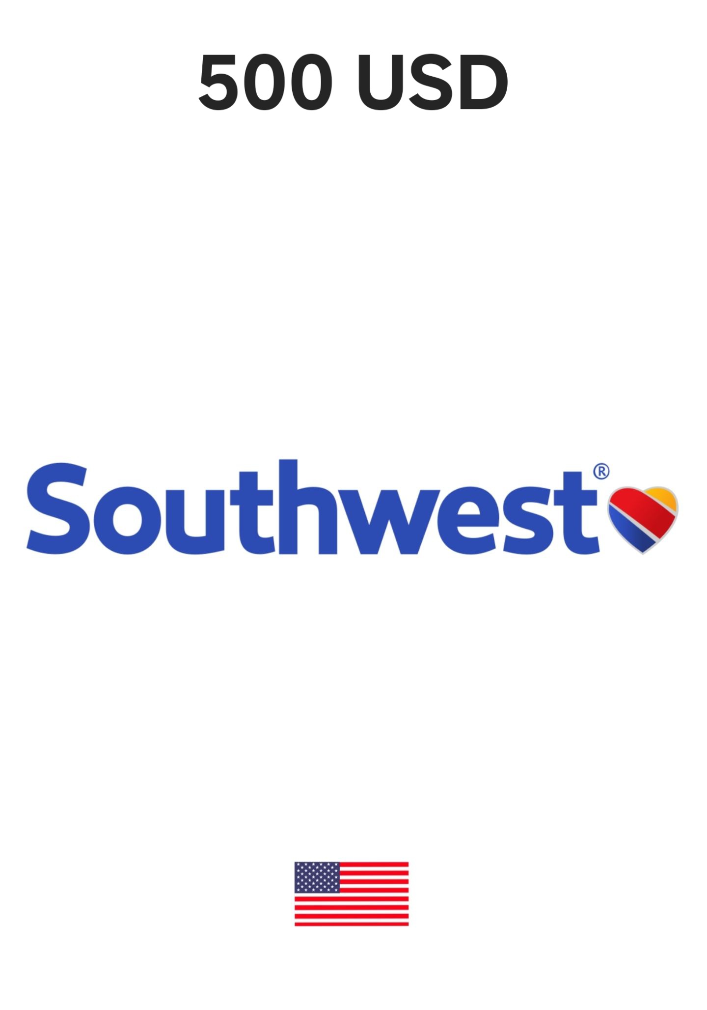 USA Southwest Airlines 500 USD Gift Card cover image