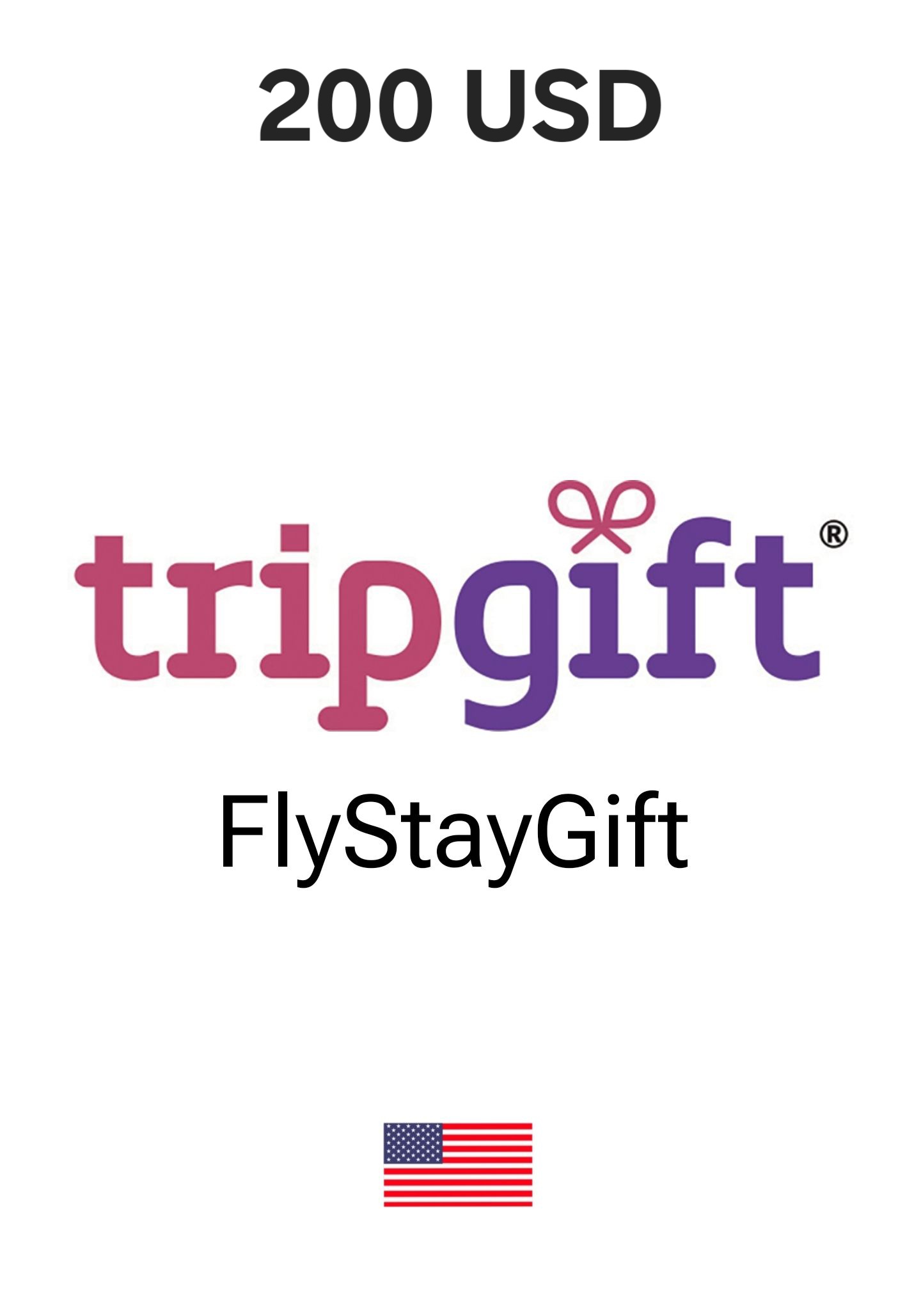 USA TripGift FlyStayGift 200 USD Gift Card cover image