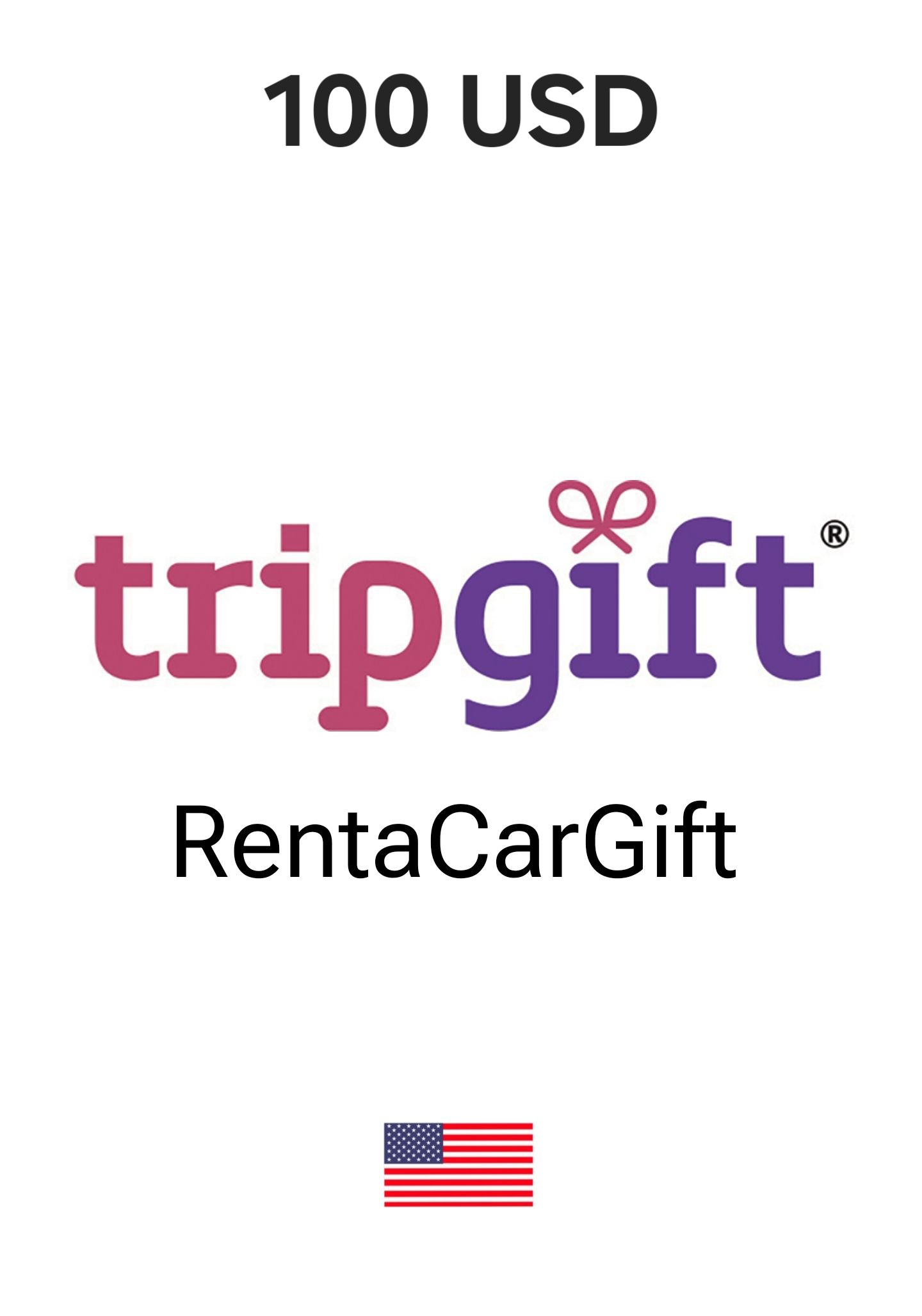 USA TripGift RentaCarGift 100 USD Gift Card cover image