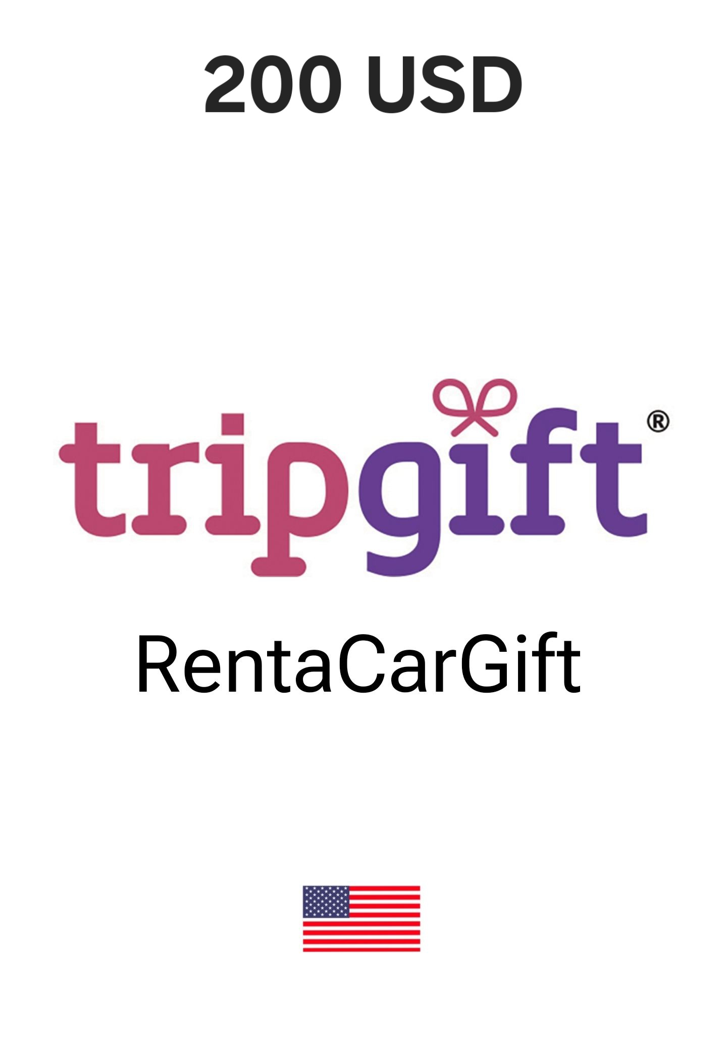 USA TripGift RentaCarGift 200 USD Gift Card cover image
