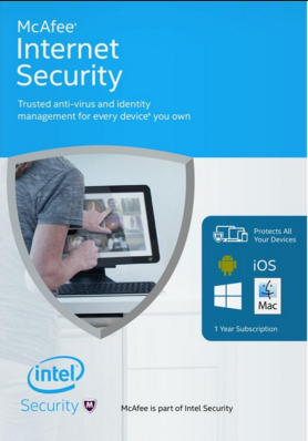 McAfee Internet Security 2016 (1 PC) cover image