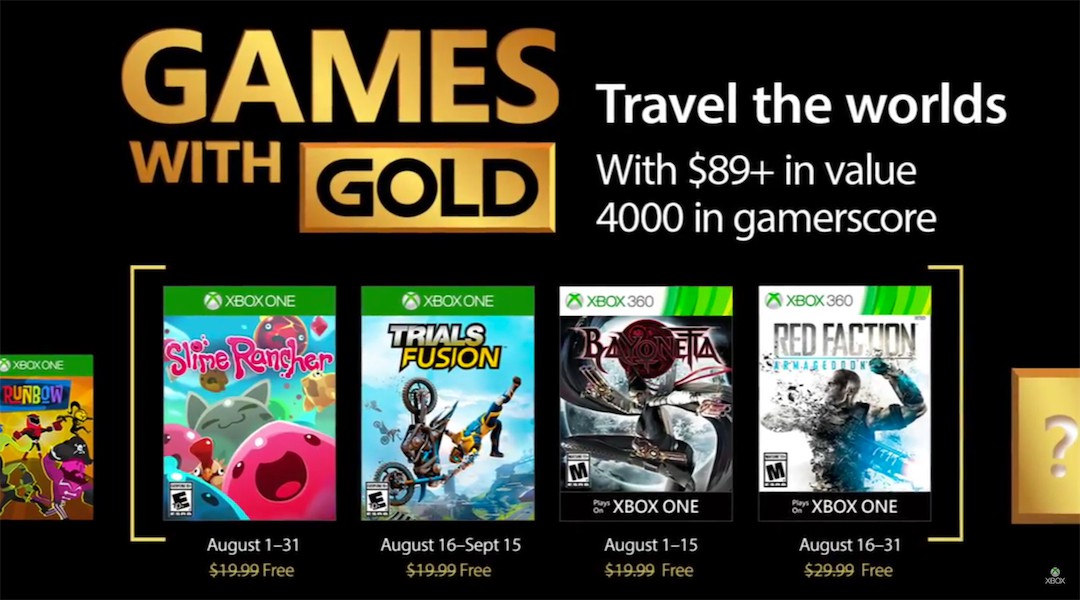 Xbox Live Games With Gold – August 2017